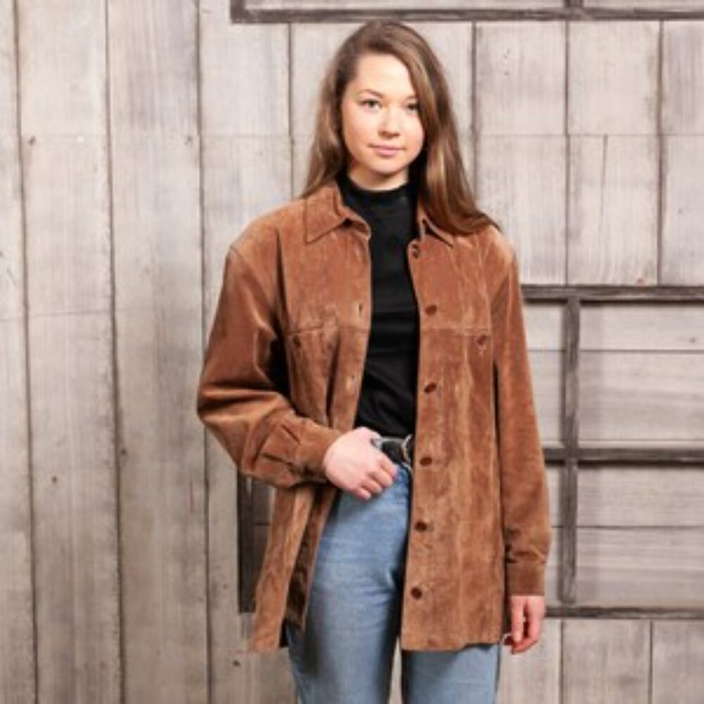 90s Vintage Suede Leather Jacket / Overshirt